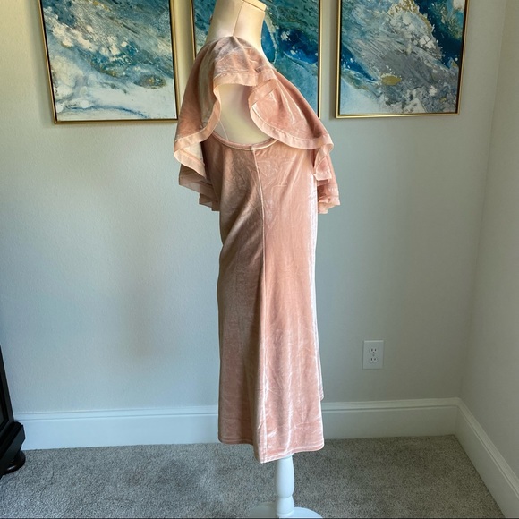 SugarLips pink velvet one shoulder ruffle dress large - Picture 5 of 8